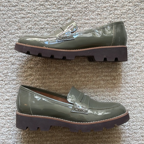 Olive green leather loafers - Picture 2 of 6